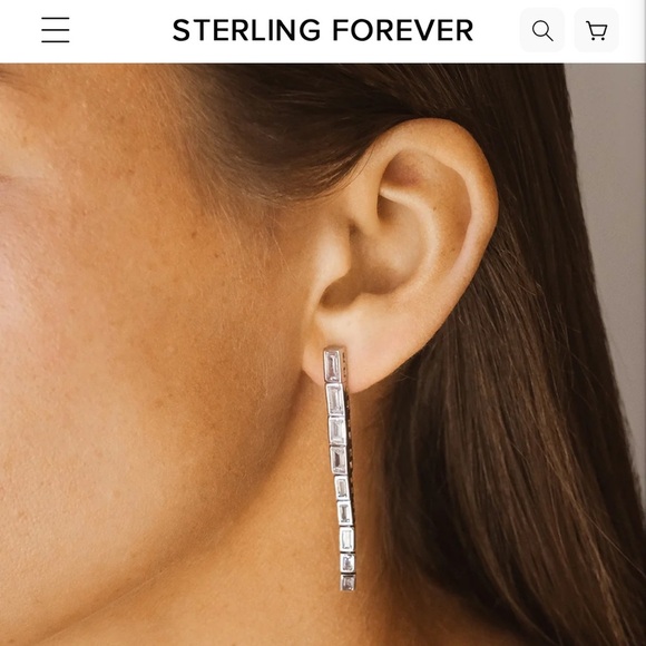 NWT: Sterling Forever BIANCA CZ Sleek Dangle Drop Earrings - Picture 2 of 9